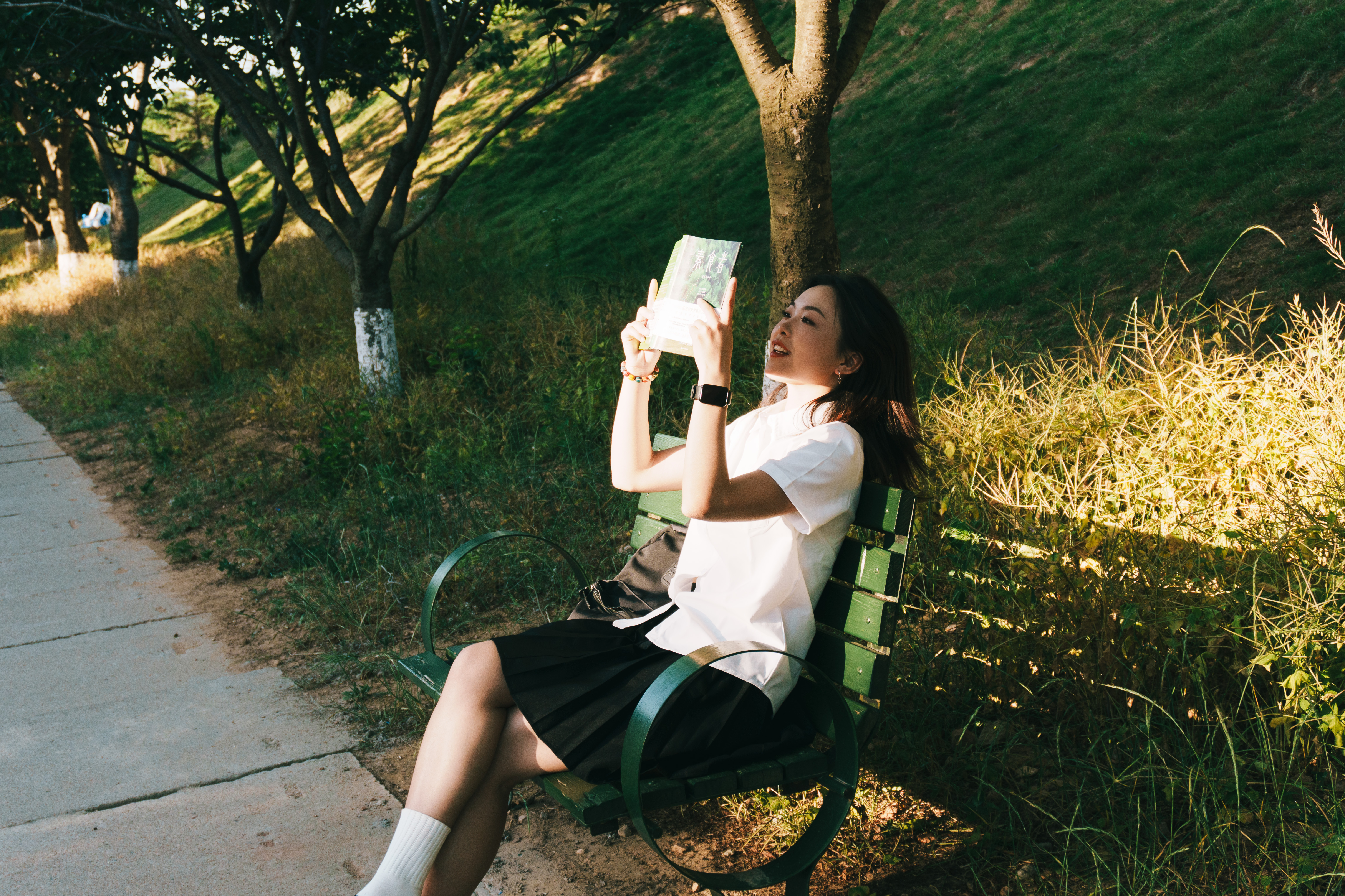 Wendy reading in natural light
